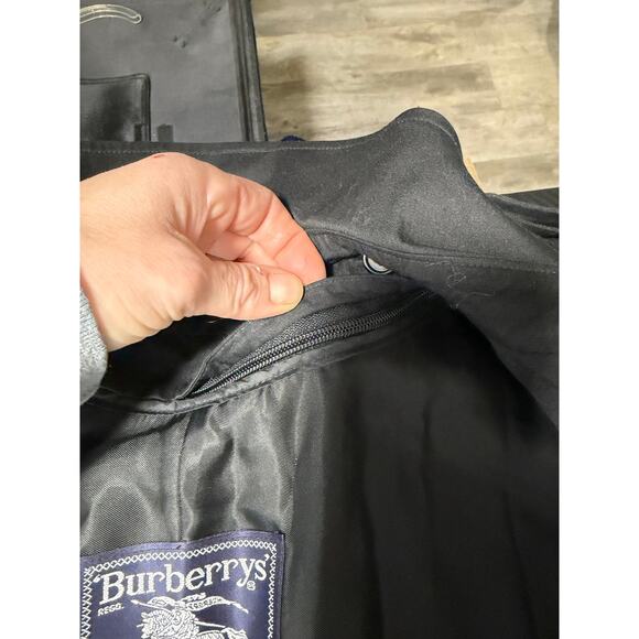 Vintage Burberrys Wool Trench Coat NovaCheck Liner Black Size 6 Long - Picture 9 of 16